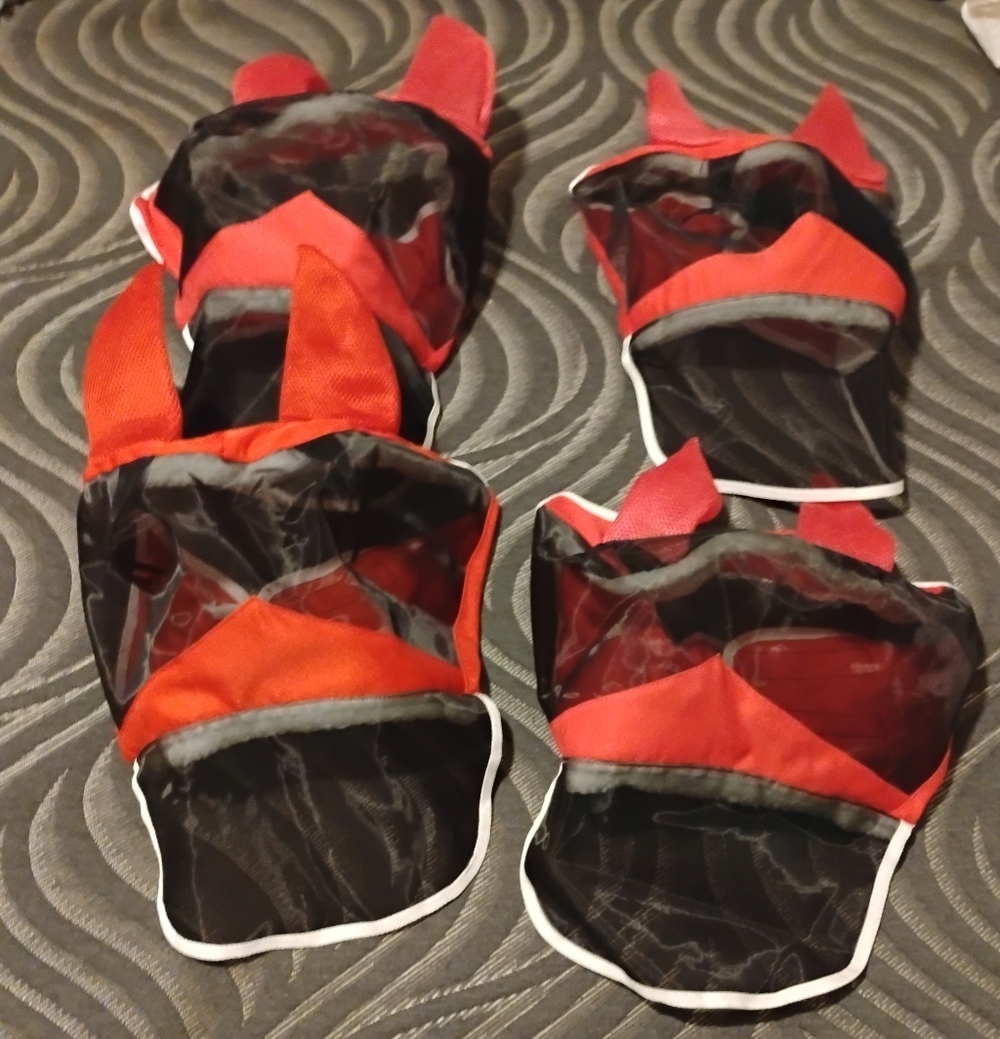 Red And Pink 4 Horse Fly Masks